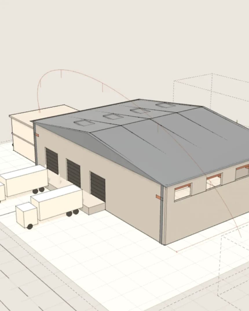 Fabrika ve Endüstriyel Tesis — tamamlanmış maket görünümü